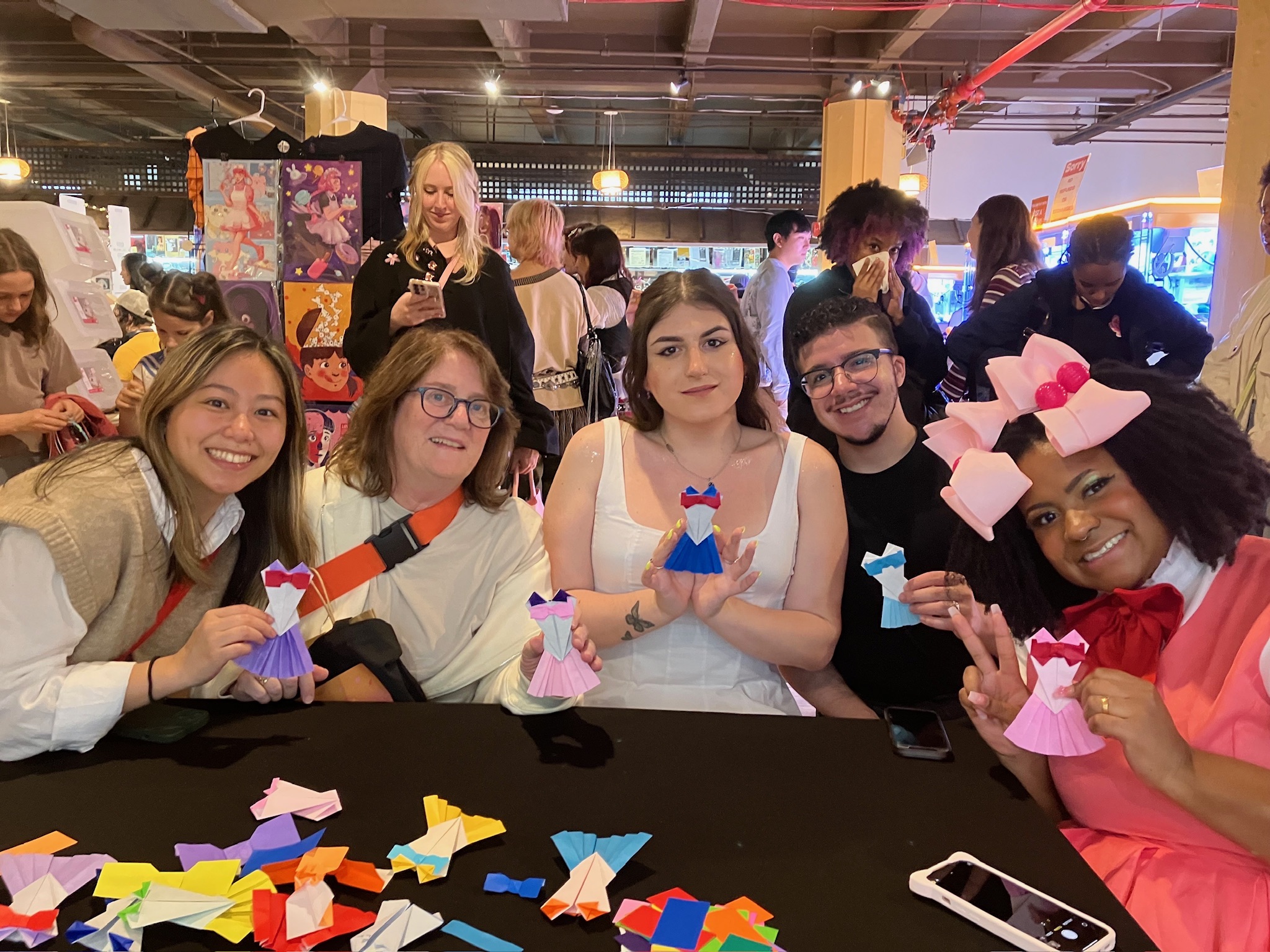 Sailor Moon fans in NYC enjoying origami at Japan Village